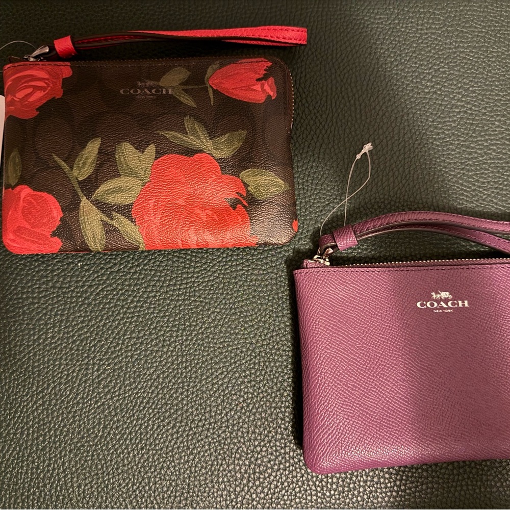 Coach Red and Purple Clutch Wristlet